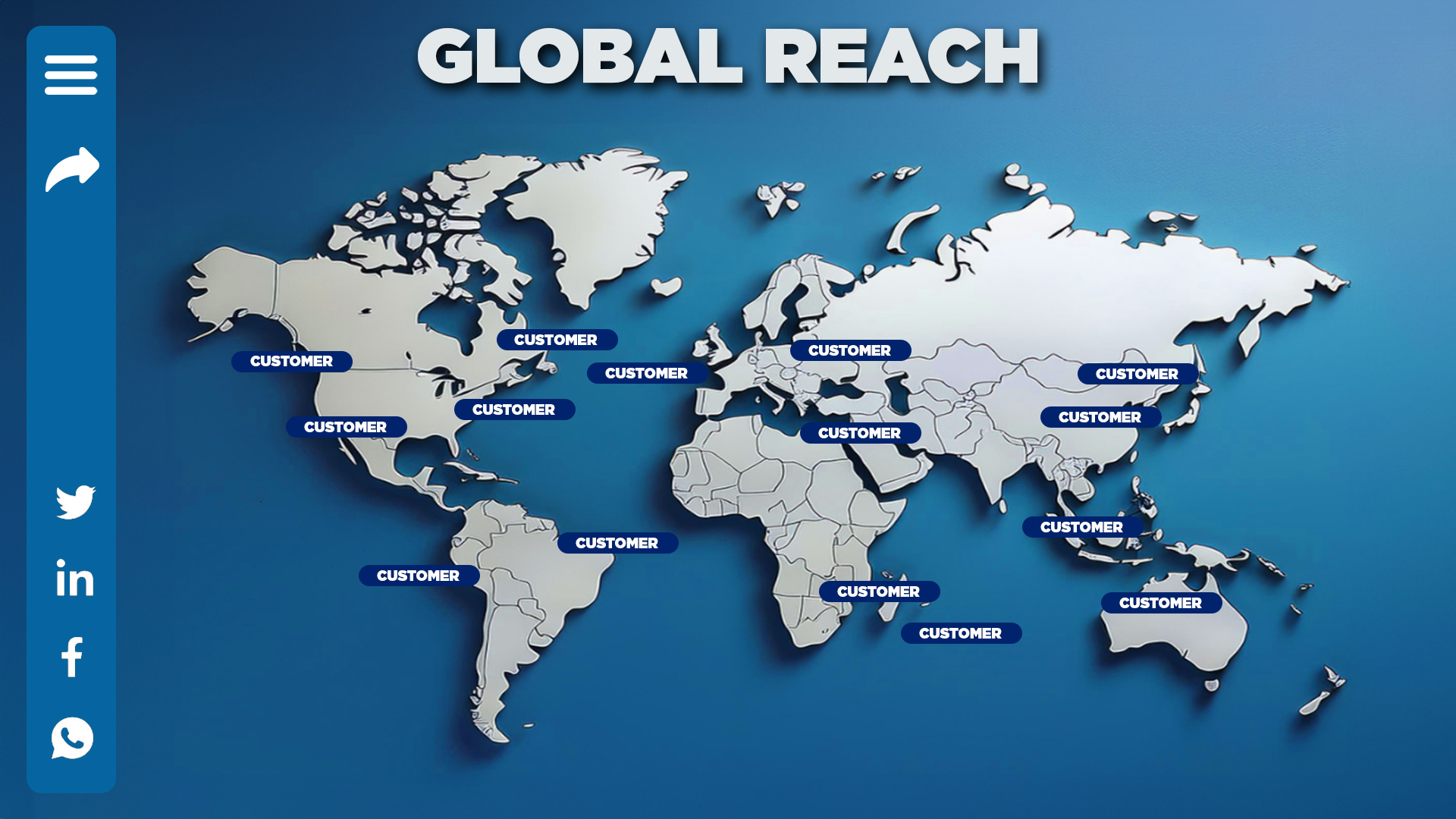 Interactive world map showing customer locations